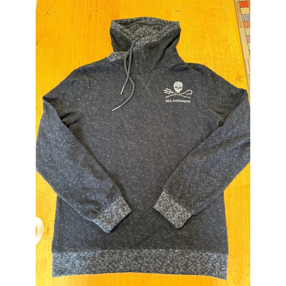 Sea Shepherd Cowl Neck Size S Charcoal Grey Organic Cotton Logo Sweatshirt